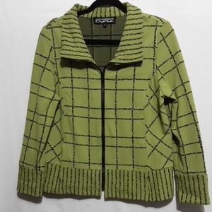 CHERYL NASH WINDRIDGE Lime Green Grid Pattern Blazer